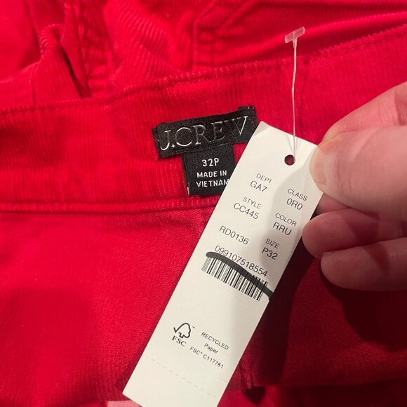 NWT J.Crew Red Corduroy Slim-Wide Pant Sz 32P Petite Sailor Radiant Ruby Red - Picture 4 of 11